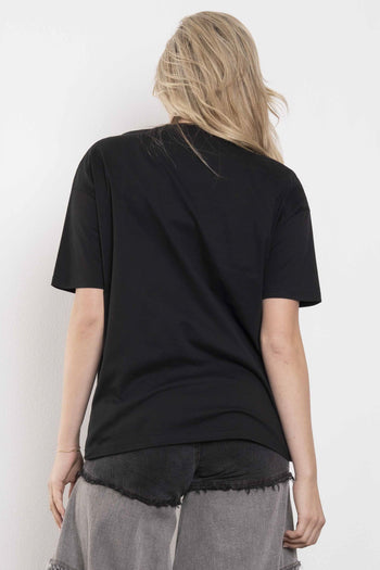 BlueVelvet Knit Top with Large Sequin Tiger Patch on Front in Black