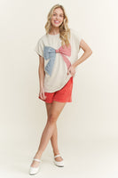 J.Her Mineral Washed Americana Bow Patched Top in Natural
