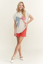 Load image into Gallery viewer, J.Her Mineral Washed Americana Bow Patched Top in Natural
