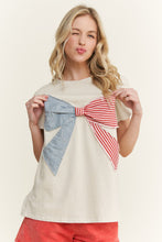 Load image into Gallery viewer, J.Her Mineral Washed Americana Bow Patched Top in Natural
