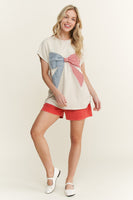 J.Her Mineral Washed Americana Bow Patched Top in Natural