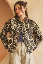 Load image into Gallery viewer, Oddi Denim Jacket with Heart Pockets in Washed Leopard
