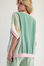 Load image into Gallery viewer, Easel OVERSIZED Terry Knit Color Block Top in Sage
