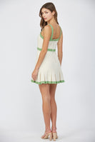 FATE Contrasting Color Tweed FITTED Mini Dress in Cream/Green