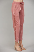 FATE Solid Color Pants with Satin Stripe Trim in Wood Rose