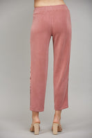 FATE Solid Color Pants with Satin Stripe Trim in Wood Rose