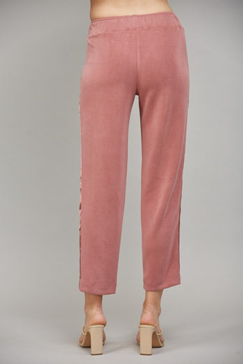 FATE Solid Color Pants with Satin Stripe Trim in Wood Rose