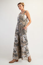 Load image into Gallery viewer, Easel Camouflage Print Thermal Knit Jumpsuit in Ecru Olive
