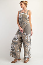 Load image into Gallery viewer, Easel Camouflage Print Thermal Knit Jumpsuit in Ecru Olive
