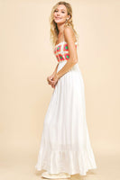 Davi & Dani Crochet Bodice Maxi Dress in White