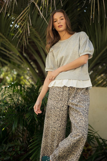 Jodifl Leopard Print Twill Pants in Animal