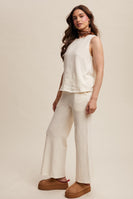 Listicle Textured Soft Knit Set in Cream