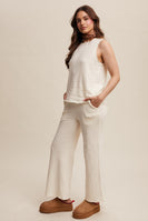 Listicle Textured Soft Knit Set in Cream