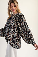 ee:some Leopard Print Top in Sage Brown