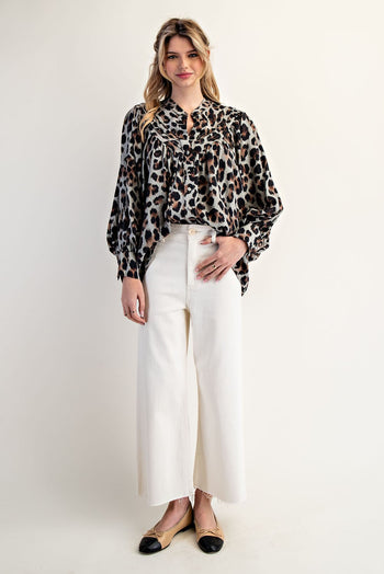 ee:some Leopard Print Top in Sage Brown