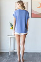 7th Ray Mixed Patchwork Top in Denim Blue