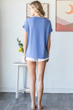 Load image into Gallery viewer, 7th Ray Mixed Patchwork Top in Denim Blue
