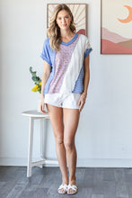 Load image into Gallery viewer, 7th Ray Mixed Patchwork Top in Denim Blue
