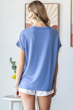 Load image into Gallery viewer, 7th Ray Mixed Patchwork Top in Denim Blue
