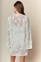 RARERAW UNLINED Lace Mini Dress with Ribbon Bow Motif in Cream