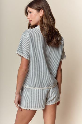 RARERAW Palm Beach Striped Pajama Set in Navy Stripe