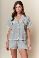 RARERAW Palm Beach Striped Pajama Set in Navy Stripe