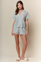 RARERAW Palm Beach Striped Pajama Set in Navy Stripe