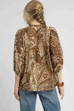 Load image into Gallery viewer, Umgee Mixed Abstract Print Top in Brown Mix
