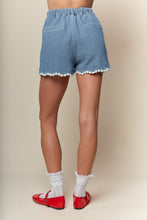 Load image into Gallery viewer, RARERAW Striped Textured Daisy Trim Shorts in Denim
