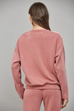 Load image into Gallery viewer, FATE Solid Color Sweatshirt with Satin Stripe Trim in Wood Rose
