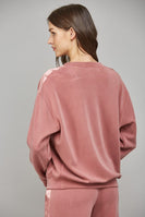 FATE Solid Color Sweatshirt with Satin Stripe Trim in Wood Rose