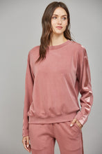 Load image into Gallery viewer, FATE Solid Color Sweatshirt with Satin Stripe Trim in Wood Rose
