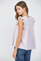 FATE Solid Color Ruffle Detailed Top in Lavender