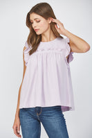 FATE Solid Color Ruffle Detailed Top in Lavender