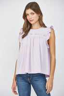 FATE Solid Color Ruffle Detailed Top in Lavender