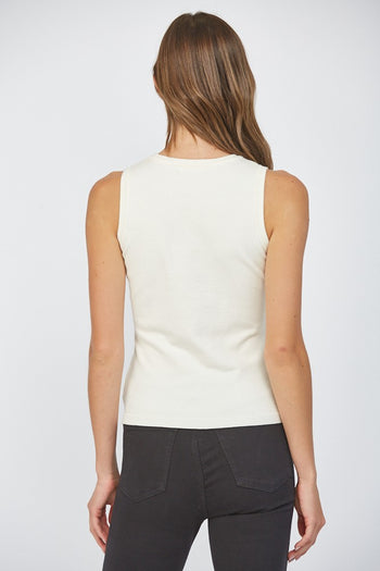 FATE Lightweight Knit Sweater Top with Contrasting Bow on Front in Cream