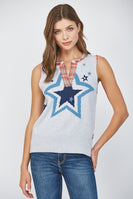 FATE Sleeveless Star Knit Sweater in in Heather Grey