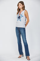 FATE Sleeveless Star Knit Sweater in in Heather Grey
