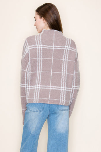 White Birch Plaid Knit Sweater Mocha