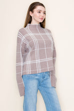 Load image into Gallery viewer, White Birch Plaid Knit Sweater Mocha
