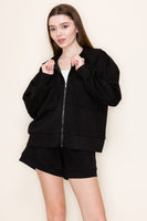 White Birch Solid Color Knit Jacket in Black