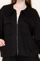 White Birch Solid Color Knit Jacket in Black