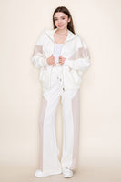 White Birch High Waisted Color Block Scuba Pants in Ivory