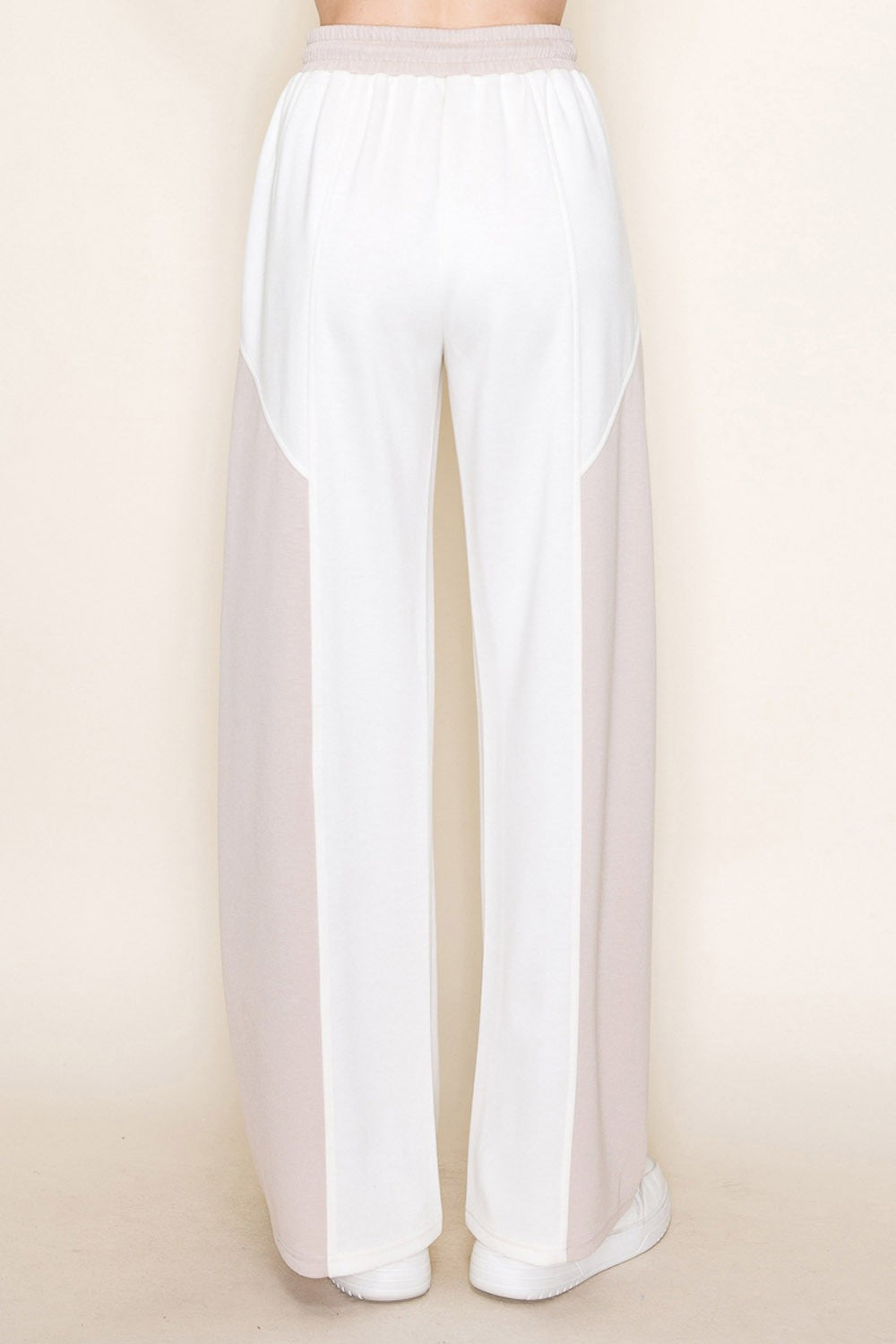 White Birch High Waisted Color Block Scuba Pants in Ivory – June Adel