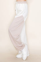 White Birch High Waisted Color Block Scuba Pants in Ivory