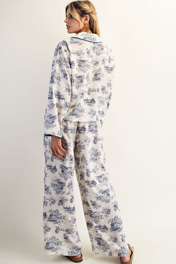 ee:some Printed Pajama Bow Tie Set in French Blue