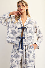Load image into Gallery viewer, ee:some Printed Pajama Bow Tie Set in French Blue

