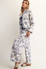 Load image into Gallery viewer, ee:some Printed Pajama Bow Tie Set in French Blue
