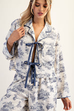 Load image into Gallery viewer, ee:some Printed Pajama Bow Tie Set in French Blue
