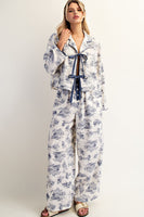 ee:some Printed Pajama Bow Tie Set in French Blue